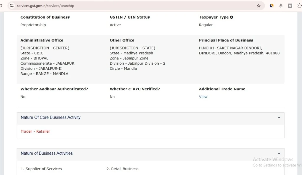 GST Number Verification and GST Check in India - gst serch result